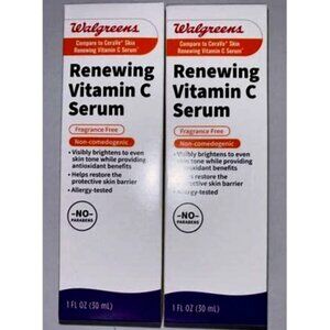 Lot of 2 Walgreens Renewing Vitamin C Serum/Frangrance Free